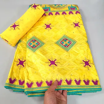 5 + 2 ярда Африканской ткани Bazin Riche Brode с шарфом, кружевная ткань с вышивкой по последней моде для свадебного платья