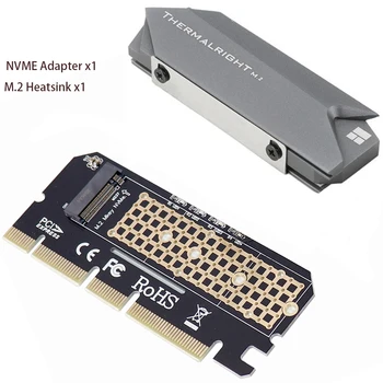 Адаптер PCIe К NVMe с Алюминиевым Радиатором SSD-накопителя, 64 Гбит /с M.2 Ssd Gen4 PCIe 4.0 X4 X8 X16 Карта Расширения
