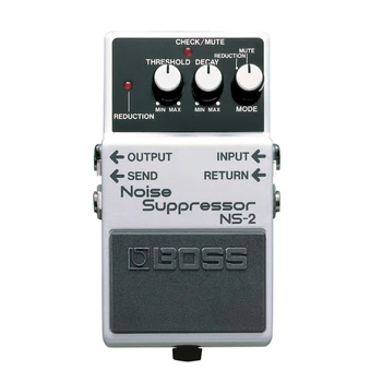 Компактная педаль шумоподавления Boss NS-2 для устранения шума и жужжания в гитарных и басовых эффектах и настройках усилителя.