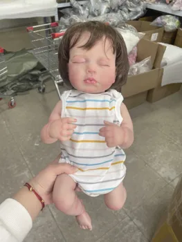 49 СМ Loulou Sleeping Newborn Baby Doll Возрождается Мягкое Приятное Тело Реалистичная 3D Кожа с Видимыми Венами Высококачественная Кукла Ручной Работы