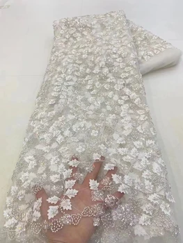 3D трехмерные листья патч кружевная ткань с вышивкой, нежный шарик трубка блестки свадебное платье DIY ткань 5 ярдов
