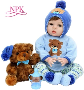 55 см NPK reborn baby doll с милым медведем одежда модная кукла playmate детские игрушки успокоить куклу ролевые игры игрушки Рождественские подарки