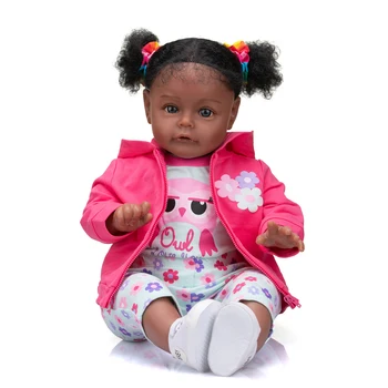 NPK 60 СМ Sue-Sue Высококачественный Возрожденный Малыш С темной кожей, афроамериканская кукла-девочка с длинными Вьющимися волосами, кукла ручной работы