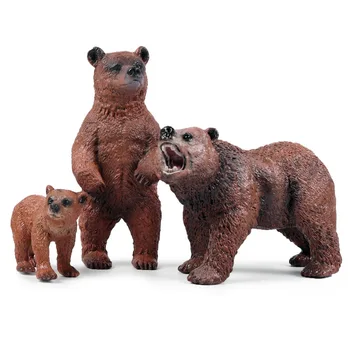 3 шт./компл. Обучающая имитация семьи бурых медведей Модель для детей Детская игрушка в подарок Бурый медведь
