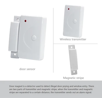 Магнитный дверной контакт 433 МГц для системы охранной сигнализации Датчик сигнализации двери/Окна Детектор