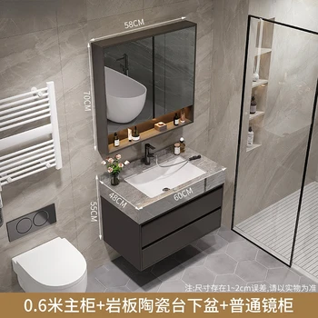 Ванная комната Каменная плита Встроенный шкаф для ванной комнаты Комбинированный Умывальник Двойная раковина