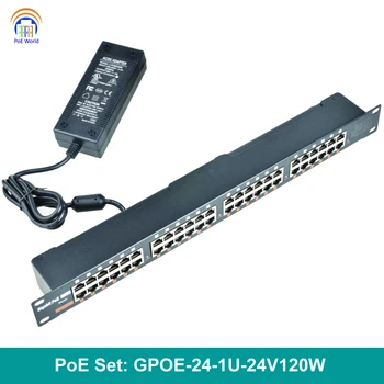 Гигабитный PoE-инжектор для балансировки нагрузки GPOE-24B для монтажа в стойку с блоком питания 24 В 120 Вт для настройки сети IP-камеры PoE