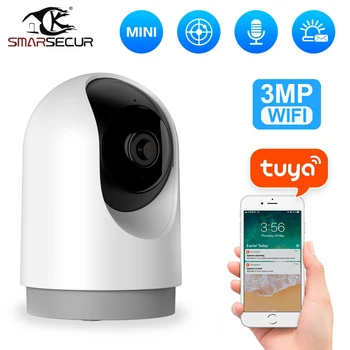 3-мегапиксельная камера SMARTSECUR Tuya Smart Home Беспроводное видеонаблюдение Wi-Fi в помещении аудиокамера CCTV Автоматическое отслеживание безопасность радионяня