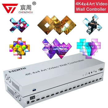 Видеостена 4K 4x4 Контроллер USB 3.0 HDMI LED TV Splicer Box 1x16 1 В 16 Выходе 3X3 2X2 1X4 5X1 Процессор для Сращивания изображений с большим экраном