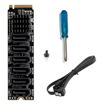 M.2 MKEY PCI-E Riser Card M.2 NVME к SATA3.0 PCIE к SATA 6Gpbsx6-Портовая карта расширения ASM1166 Поддерживает функцию PM