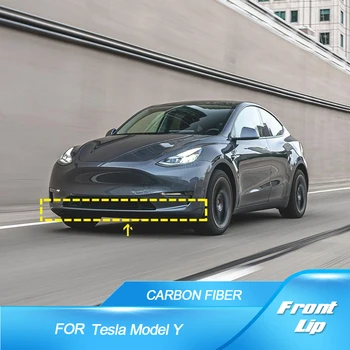 Для Tesla Model Y Sport Utility 4-Дверный 2019-2021 Карбоновый Передний Бампер, Разветвители Для Губ, Защита Спойлера, Настоящие Карбоновые Обвесы