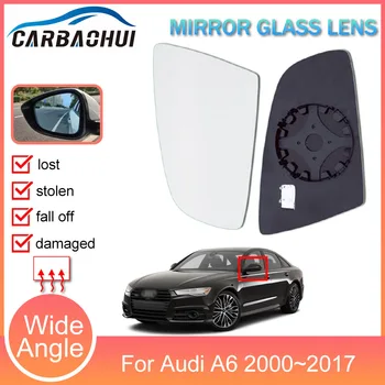 Стекло Зеркала заднего вида левой правой боковой двери с подогревом, Асферическая Сменная линза Прозрачная для Audi A6 2000 ~ 2012 2013 2014 2015 2016 2017