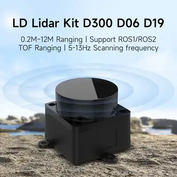 Комплект лидарных датчиков D300 DTOF ROS Robot SLAM Navigation Модуль сканера расстояния 360 ° 12 м Поддержка ROS1 и ROS2 Для внутренних и наружных работ