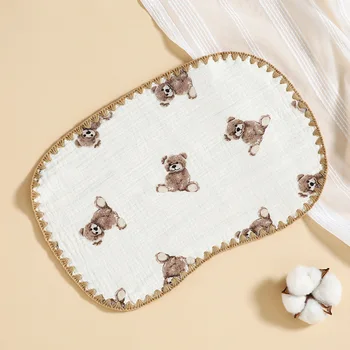 Хлопчатобумажные муслиновые подушки с мультяшным животным принтом, впитывающие пот марлевые салфетки от отрыжки, 10-слойное детское постельное белье