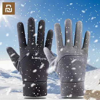 Теплые зимние перчатки Youpin для мужчин, водонепроницаемые ветрозащитные флисовые перчатки с сенсорным экраном, сноуборд, езда на мотоцикле, Лыжные виды спорта