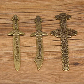 Металлический нож для открывания писем, медный денежный меч, чистая медь, меч семи звезд, благоприятный продукт, китайский древний медный меч
