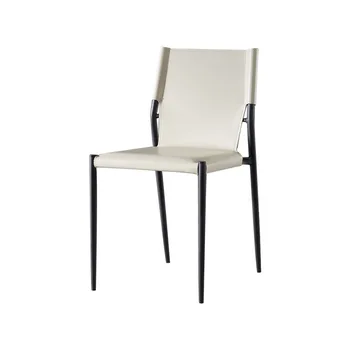 Минималистичный обеденный стул с седлом из кожи, Скандинавский дизайнерский стул, повседневный стул со спинкой из массива дерева, простой стул с седлом для домашнего использования