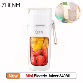 Беспроводная электрическая соковыжималка Zhenmi 340 мл, портативный фруктовый блендер с 10-лезвийной режущей головкой, чашка для приготовления сока для смузи.