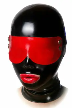 100% Резиновая маска Gummi латексная Черно-красная маска для косплея с завязанными глазами xs-xxl 0.45 мм