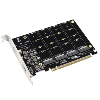 Плата Адаптера с 4 Портами M.2 NVME SSD Для PCIE X16 M2 SSD Адаптер-Преобразователь Карты Для M.2 PCI-Express SSD/M.2 NVME PC PCI-E m2 адаптер