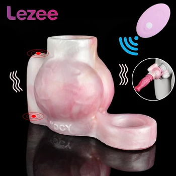 LEZEE Мягкий Силиконовый Пульт дистанционного управления Для увеличения пениса Dragon Knot, Носимая Оболочка для мужчин, Задерживающая Эякуляцию, Вибрирующие секс-игрушки