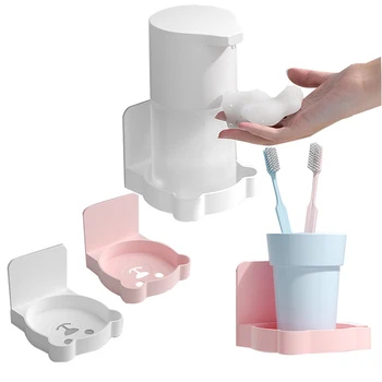 Самоклеящийся стеллаж для хранения дезинфицирующего средства для рук, лоток для дозатора мыла в ванной, Мультяшная настенная подставка для зубных щеток без сверления