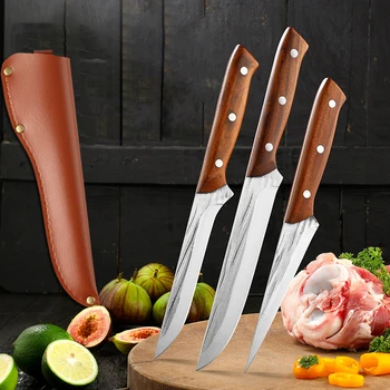 Кованый Нож для обвалки мяса, рыбы, фруктов ручной работы, для кемпинга, барбекю, Рыбалки, Портативный нож для нарезки ломтиками