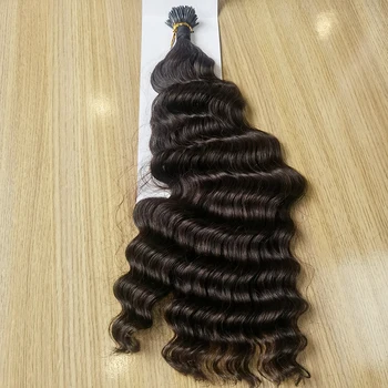 Малайзия Кератиновые капсулы с глубокой волной Human Fusion Virgin Hair 22-дюймовые предварительно приклеенные I-образные пряди для наращивания человеческих волос