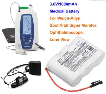  Медицинская батарея OM0073 емкостью 1800 мАч для Welch-Allyn/Welch Allyn Lumi View, офтальмоскопа, точечного монитора жизненно важных показателей