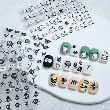 Наклейки с тиснением 5D, аксессуары для ногтей, милые собачки, дизайн овец, принадлежности для маникюра, фольга kawaii, наклейки для ногтей, украшения