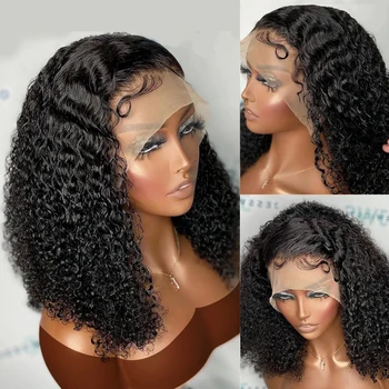 Rosabeauty Бразильский парик-боб из человеческих волос с глубокой волной, Т-образная часть, короткий водяной кудрявый парик 4X4 Bob для чернокожих женщин