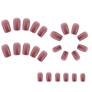 Однотонные Вишнево-красные Накладные ногти Многоразовый Маникюр Однотонные Накладные ногти для повседневного ношения