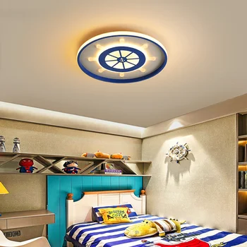 Люстры и светильники СВЕТОДИОДНЫЕ современные синие мультяшные рулевые лампы для спальни, детской комнаты, подвесные светильники в пиратском стиле