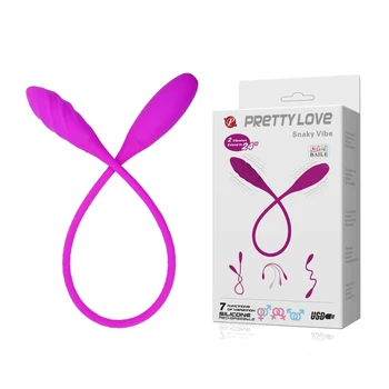 Pretty Love 7 Скоростной Силиконовый Snaky Co-vibe USB Перезаряжаемый, двойной изгиб пуля вибрация секс-продукт для взрослых для парных игрушек