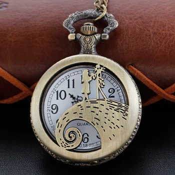 Простое ожерелье в стиле любителей Хэллоуина, кварцевые карманные часы, Стимпанк, Старомодная цепочка, карманные часы, подарок Cf1237