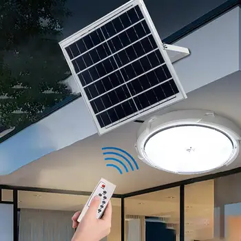 Светодиодный потолочный светильник на солнечной батарее мощностью 200 Вт/ 300 Вт, светильник на солнечной панели в помещении и на улице с дистанционным управлением светом, Водонепроницаемый светодиодный потолочный светильник