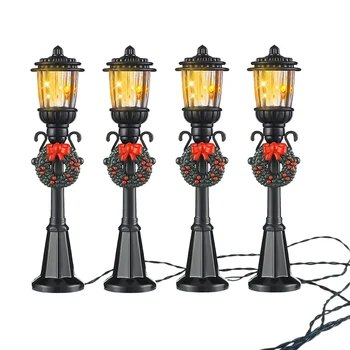 4 шт. мини-рождественский фонарный столб, миниатюрный уличный фонарь, декоративные светильники для деревенской дорожки своими руками