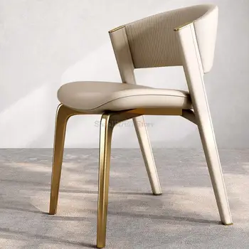 Дизайнерские обеденные стулья из нержавеющей стали, Роскошные Кожаные Офисные Удобные Обеденные стулья, Скандинавская Современная Итальянская мебель Cadeira GXR45XP