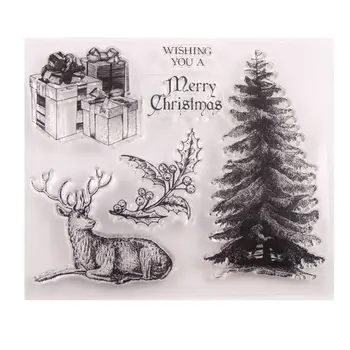 Рождественская елка Силиконовый прозрачный штамп для печати, Фотоальбом для тиснения, сделай САМ, Скрапбукинг