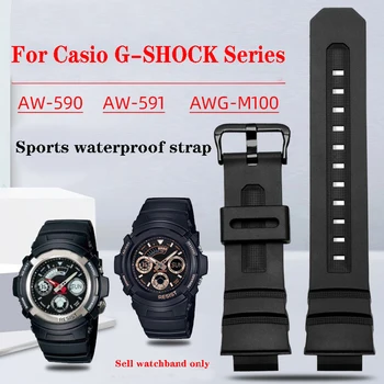 Силиконовый Ремешок Для Часов Casio G-Shock AW-591/590/5230/282b AWG-M100/M101 G-7700/7710 Браслет-Ремешок Резиновые Аксессуары Для Наручных Часов