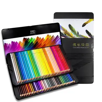 Набор цветных карандашей NYNOI 24/36/48/72/120 Профессиональная Масляная Жестяная коробка 3,7 мм для рисования граффити, карандаши для школьных принадлежностей