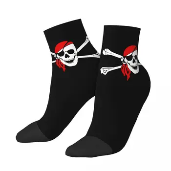 Носки из полиэстера с низкой трубкой, Пиратский флаг, носки с черепом, Дышащие Повседневные короткие носки