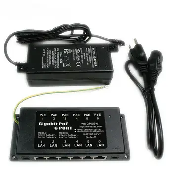 Гигабитный пассивный PoE 6-портовый инжектор питания по Ethernet для устройств стандарта 802.3af с адаптером питания 24 В 60 Вт, используемый для Unifi AC lite