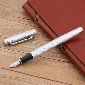 Деловая металлическая перьевая ручка из высококачественного иридиевого серебра с позолотой