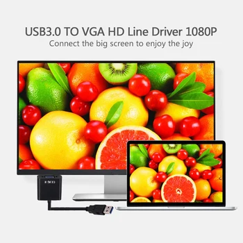 Видеокарта-конвертер USB3.0 в VGA, графический дисплей, внешний HD-кабель 1080P с разъемами драйвера, адаптер для портативных ПК